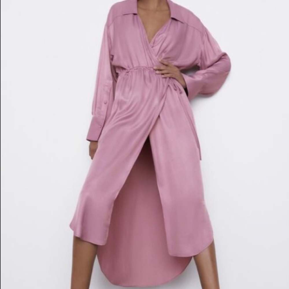 Zara satin wrap dress